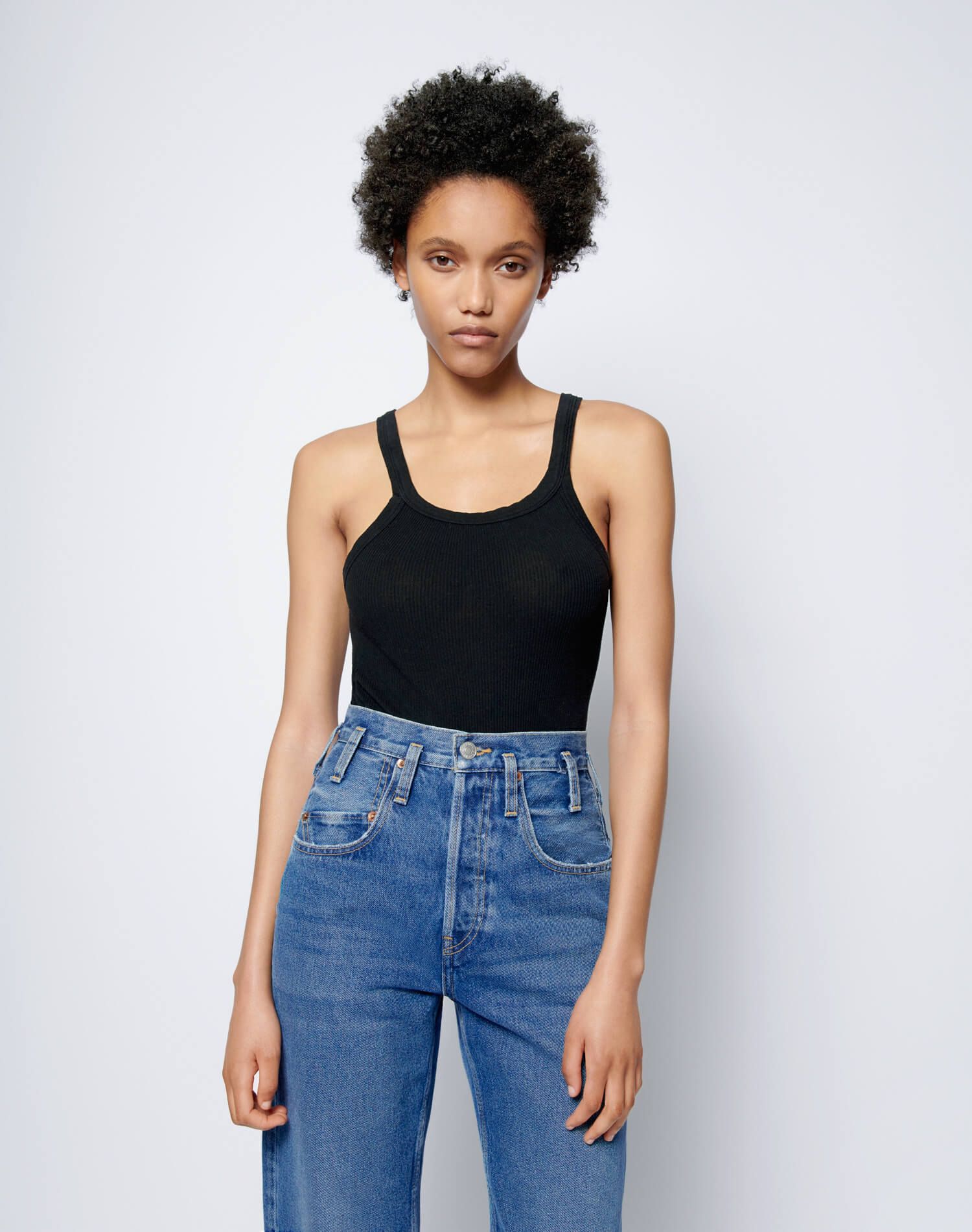 Ribbed Tank Bodysuit - Black sold by Re/Done