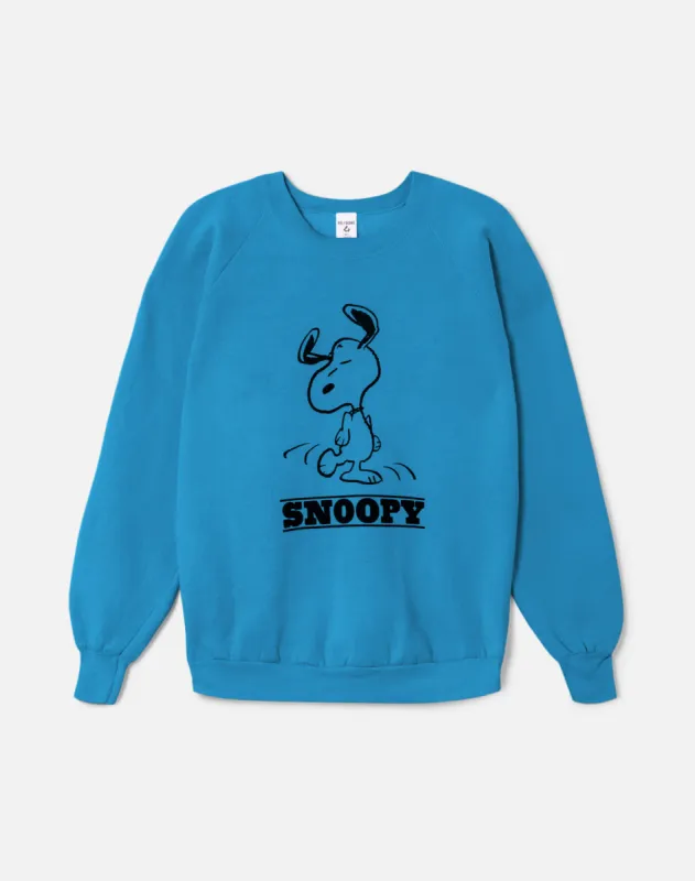 Upcycled "Snoopy Dancing" Sweatshirt in Turquoise - 11229741 made by Re/Done