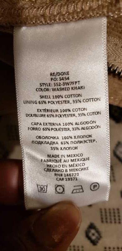 70s Corduroy Loose Flare - Washed Khaki sold by Re/Done product image thumbnail 3