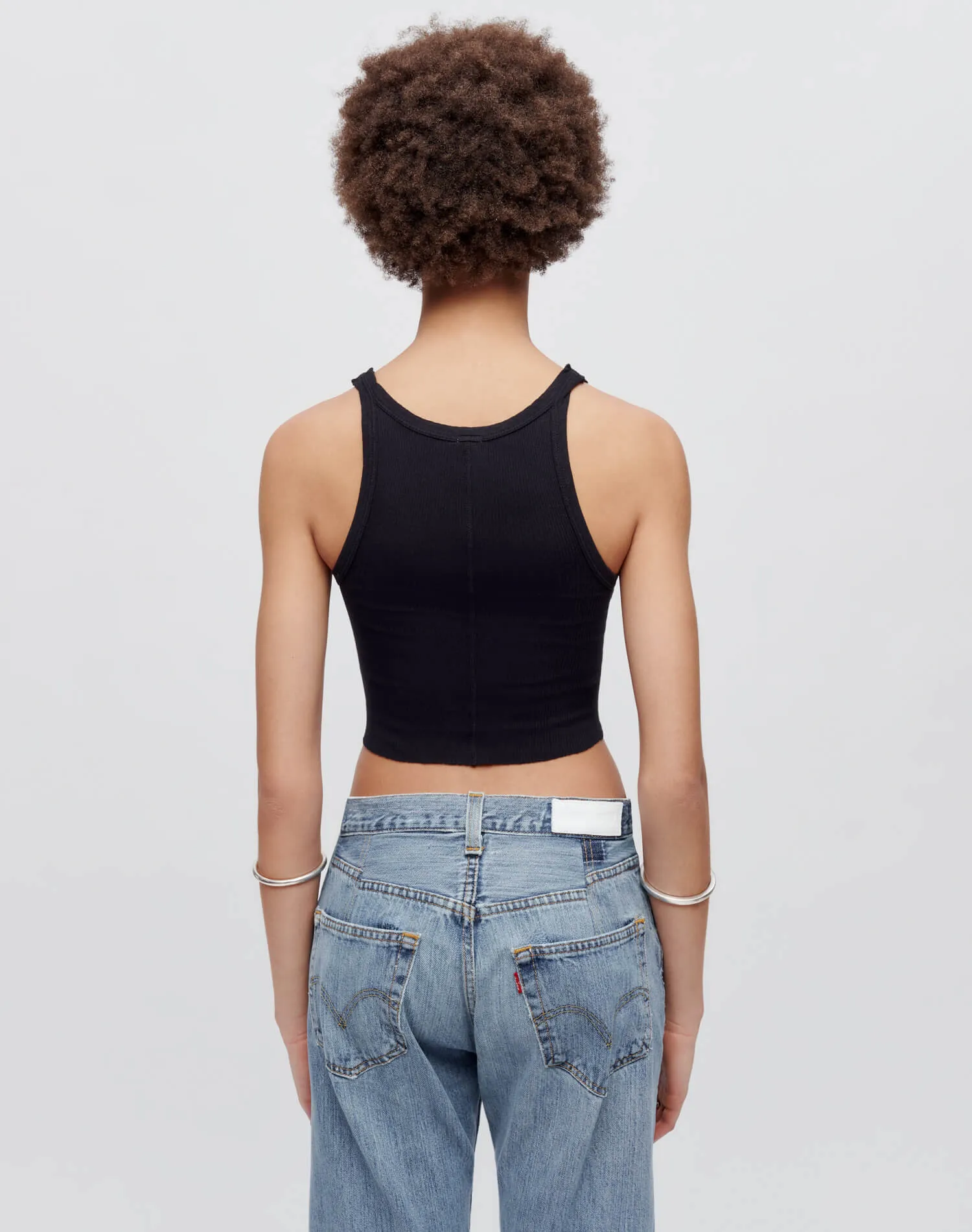 Hanes Cropped Ribbed Tank - Black sold by Re/Done product image thumbnail 4