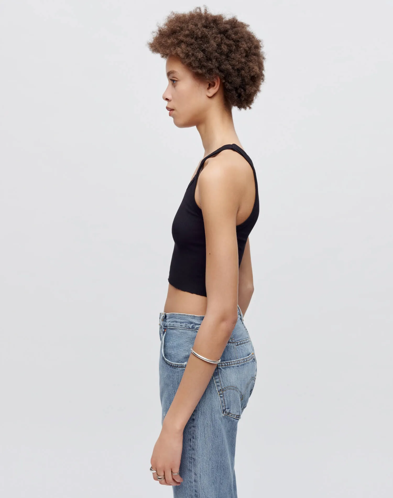 Hanes Cropped Ribbed Tank - Black sold by Re/Done product image thumbnail 3
