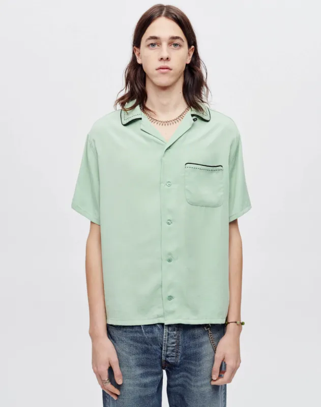 Sashiko Bowling Shirt - Pale Green sold by Re/Done