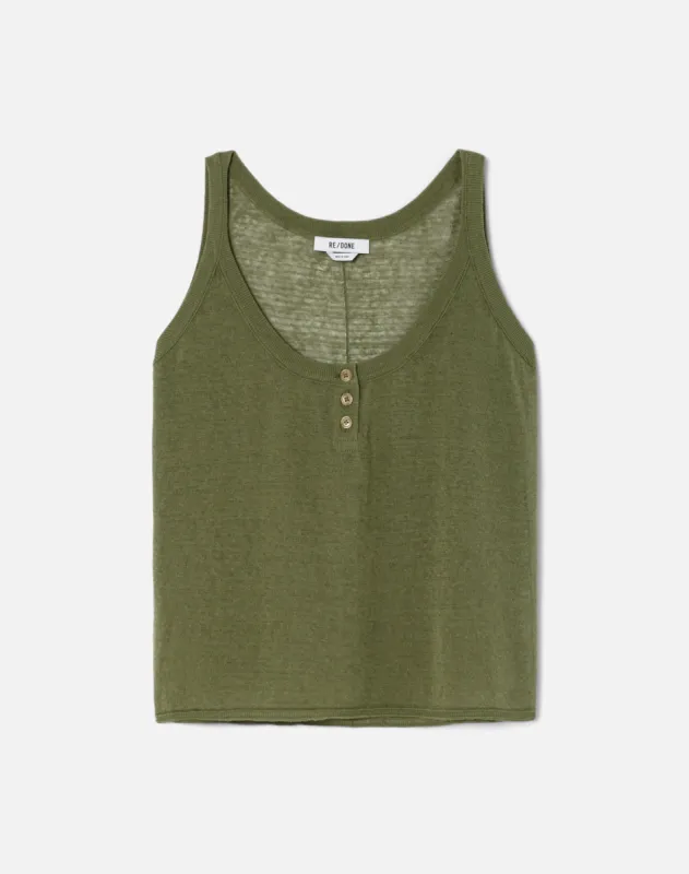 Sheer Henley Tank - Jungle sold by Re/Done