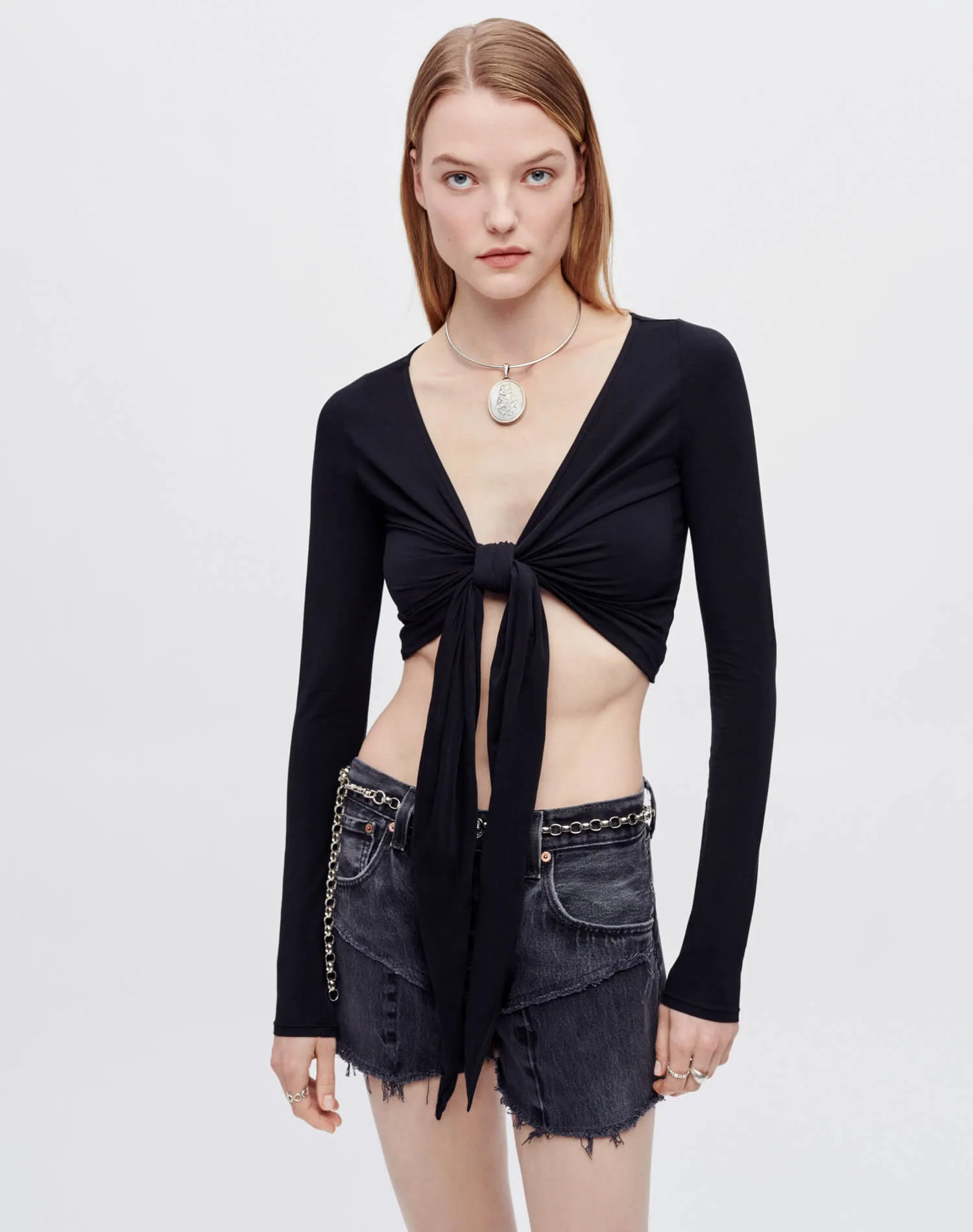 Wrap Tie Top - Black sold by Re/Done