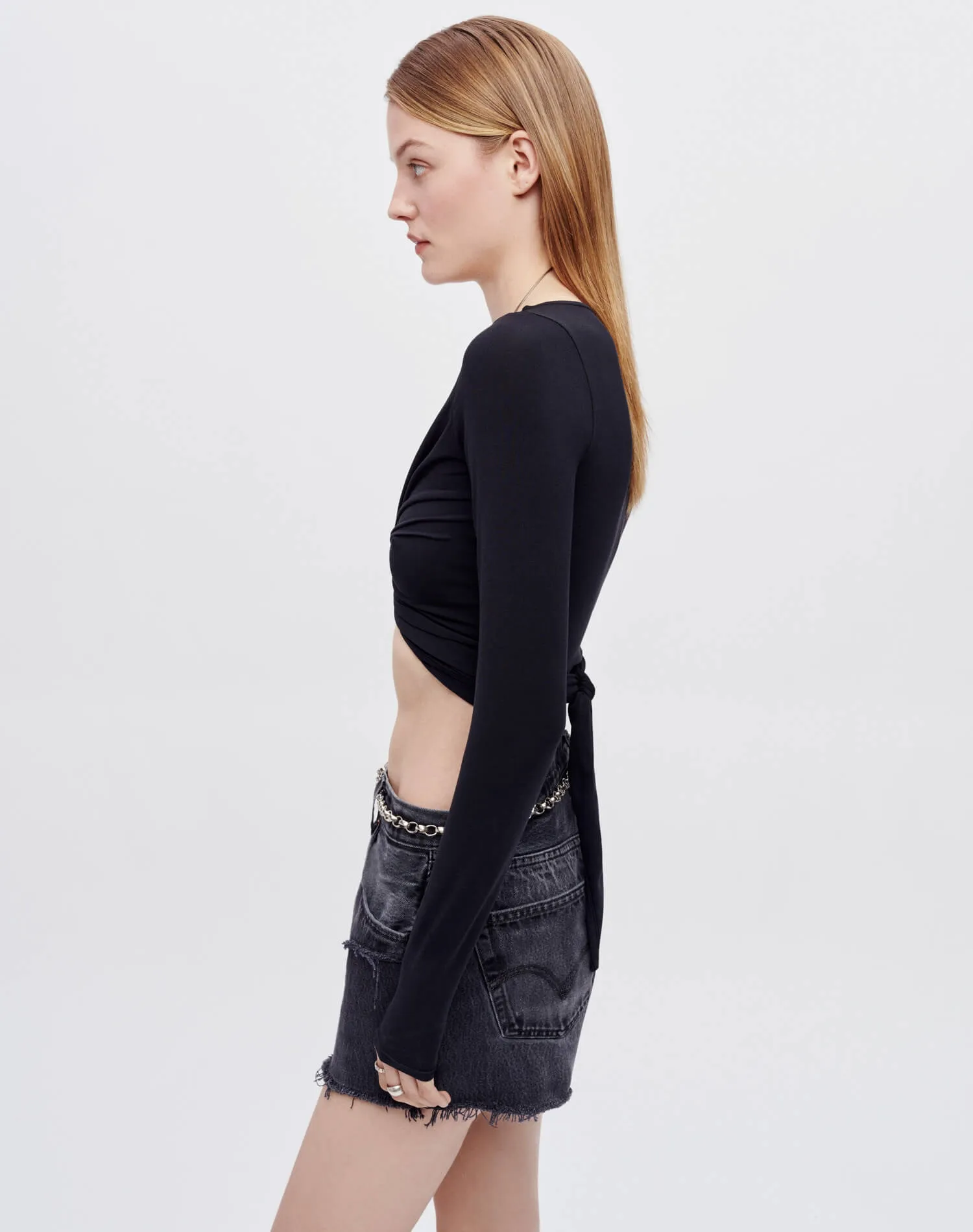 Wrap Tie Top - Black sold by Re/Done product image thumbnail 5