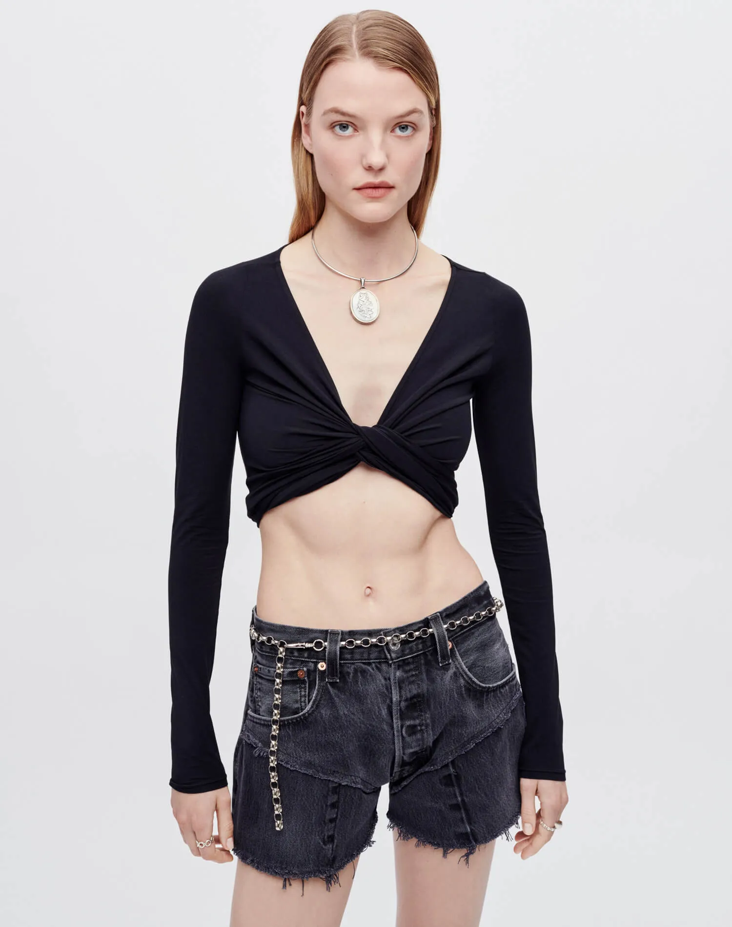 Wrap Tie Top - Black sold by Re/Done product image thumbnail 3