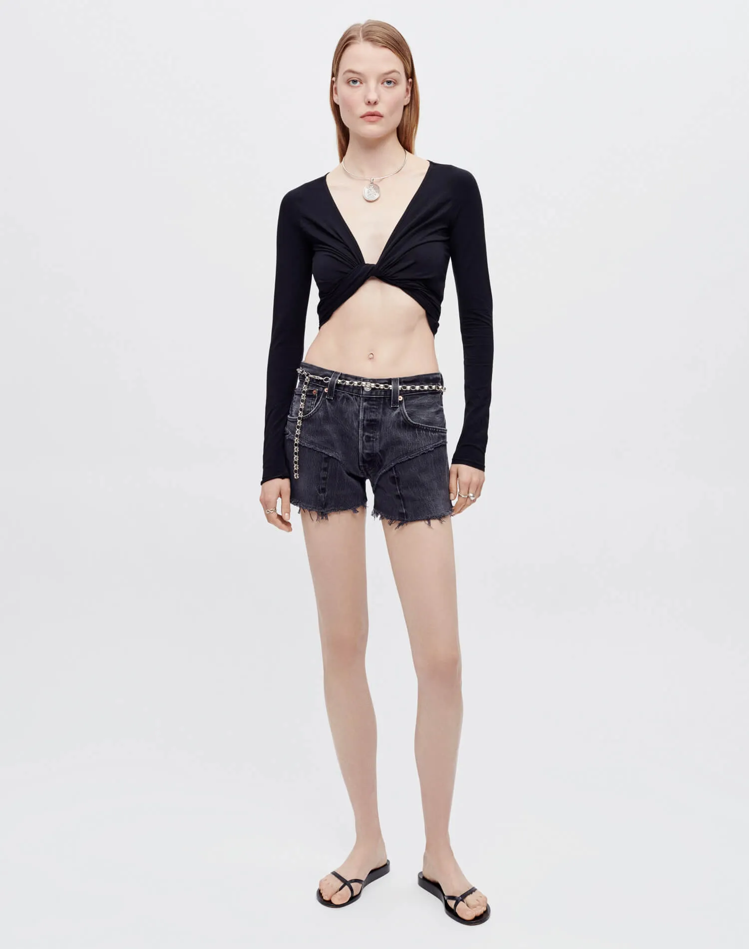 Wrap Tie Top - Black sold by Re/Done product image thumbnail 2