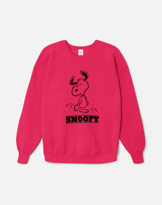 Upcycled "Snoopy Dancing" Sweatshirt in Fuchsia - 11229738 sold by Re/Done