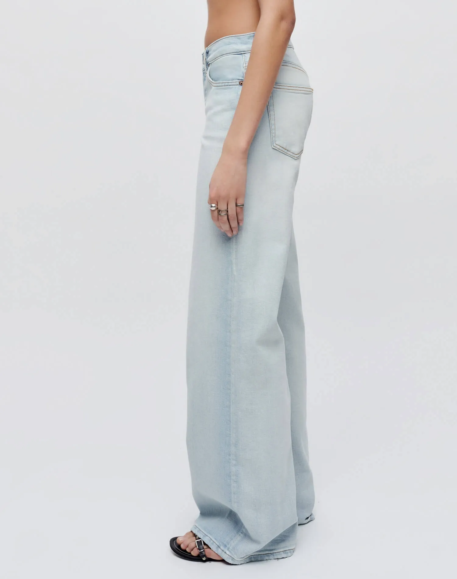 Comfort Stretch Mid Rise Wide Leg - Acqua sold by Re/Done product image thumbnail 3