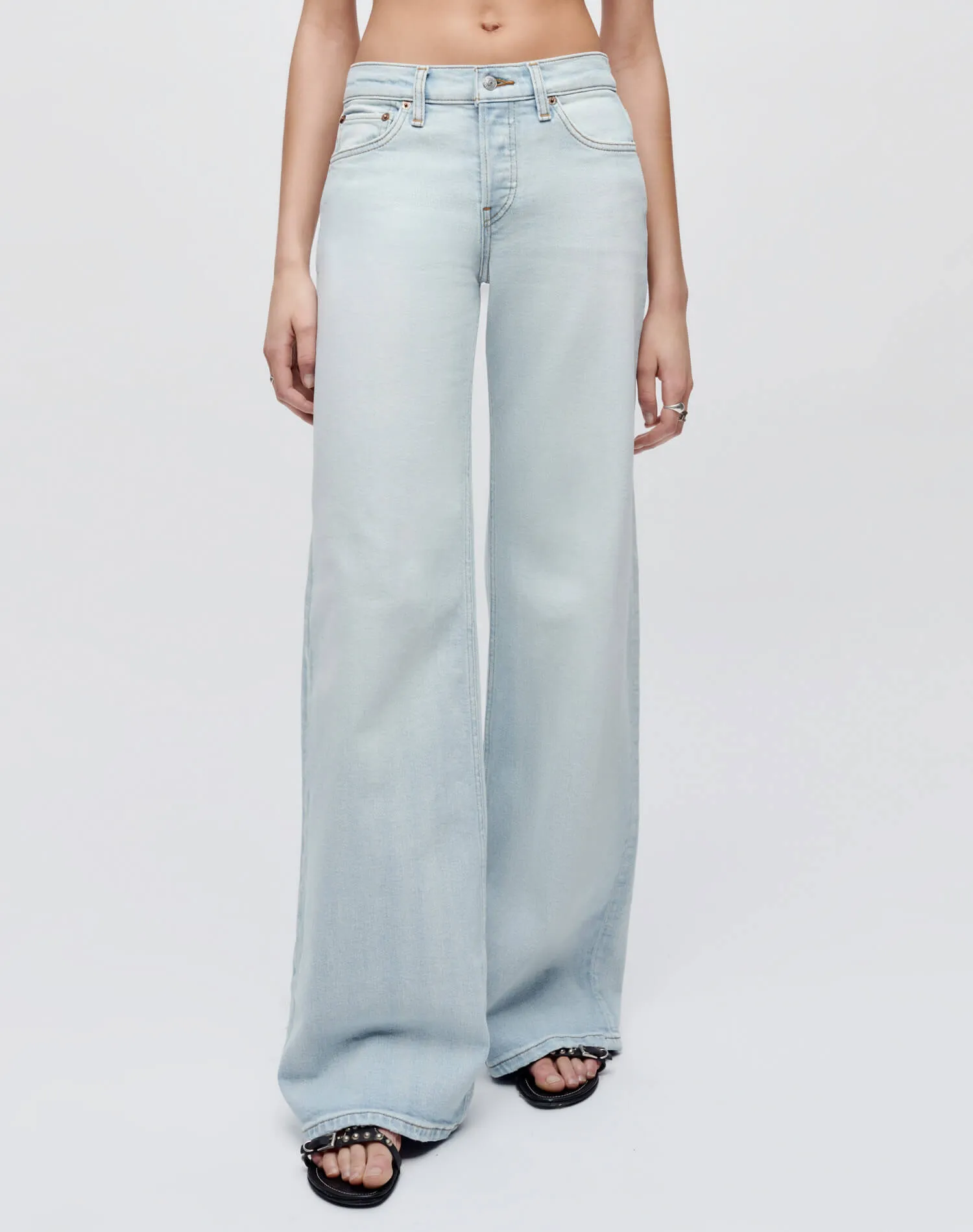 Comfort Stretch Mid Rise Wide Leg - Acqua sold by Re/Done