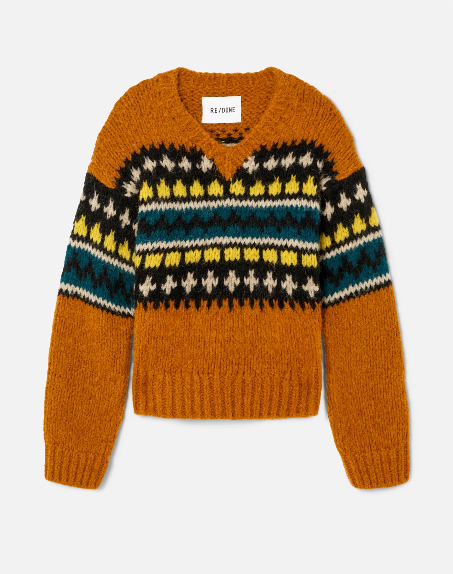 50s V Neck Pullover - Tobacco Multi sold by Re/Done