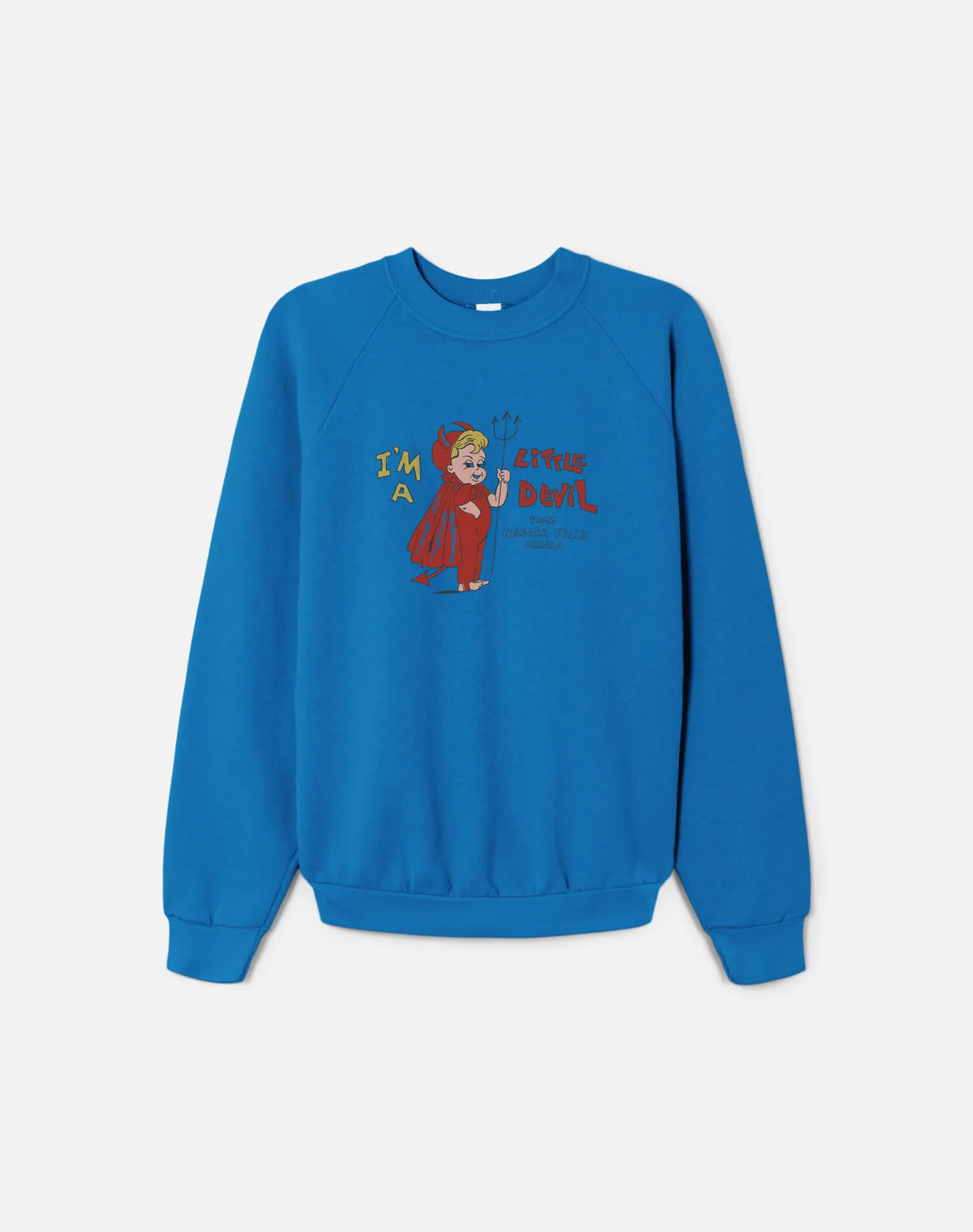 Upcycled "Little Devil" Sweatshirt in Bright Blue - 11229793 sold by Re/Done