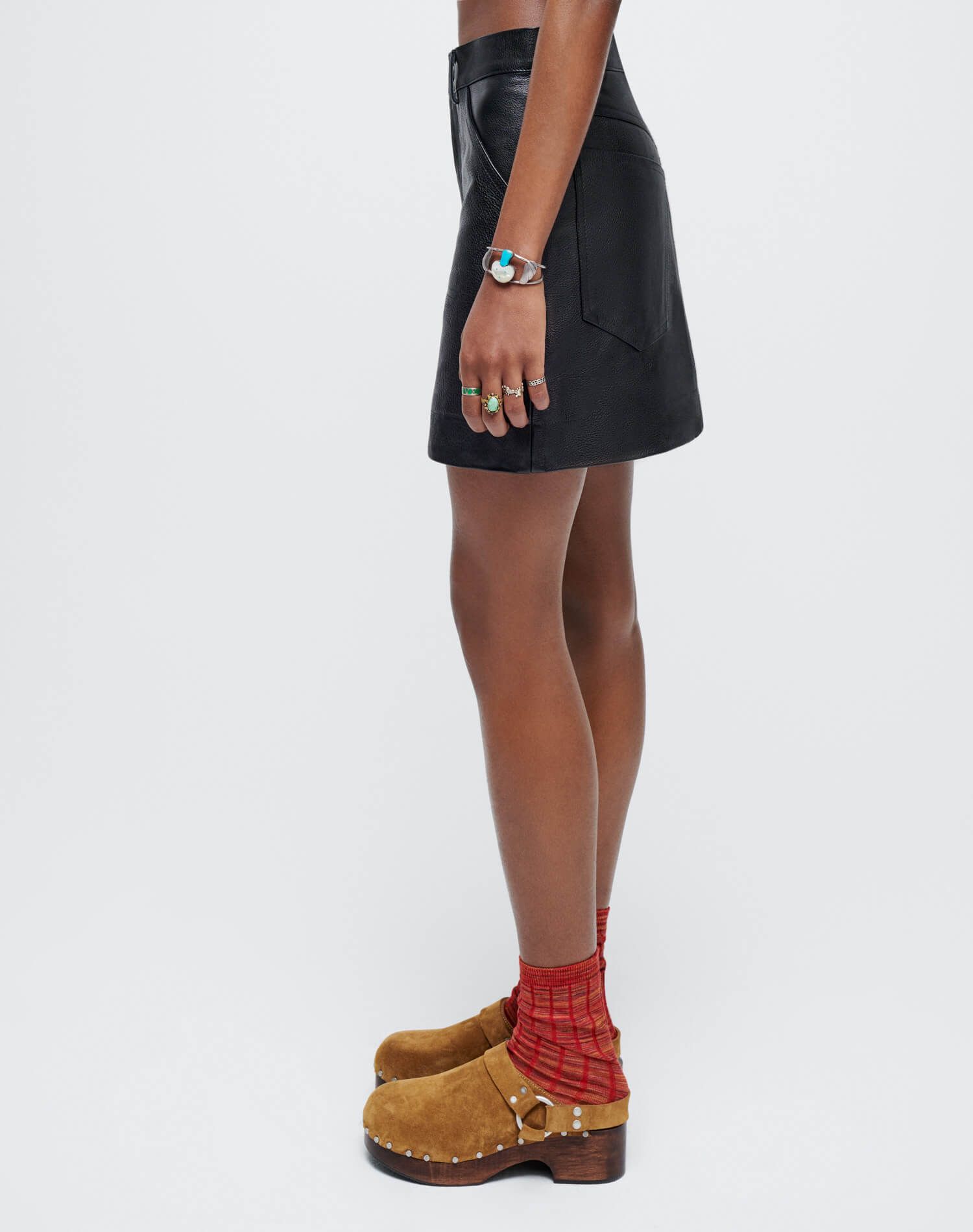 70s Pocket Mini skirt - Black Leather sold by Re/Done product image thumbnail 3