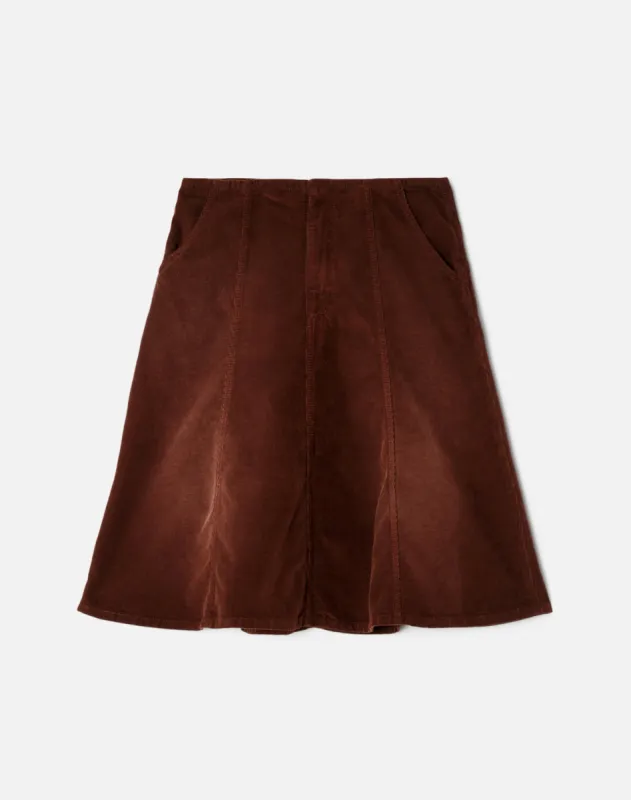 Seamed Cord Skirt - Dark Chocolate sold by Re/Done