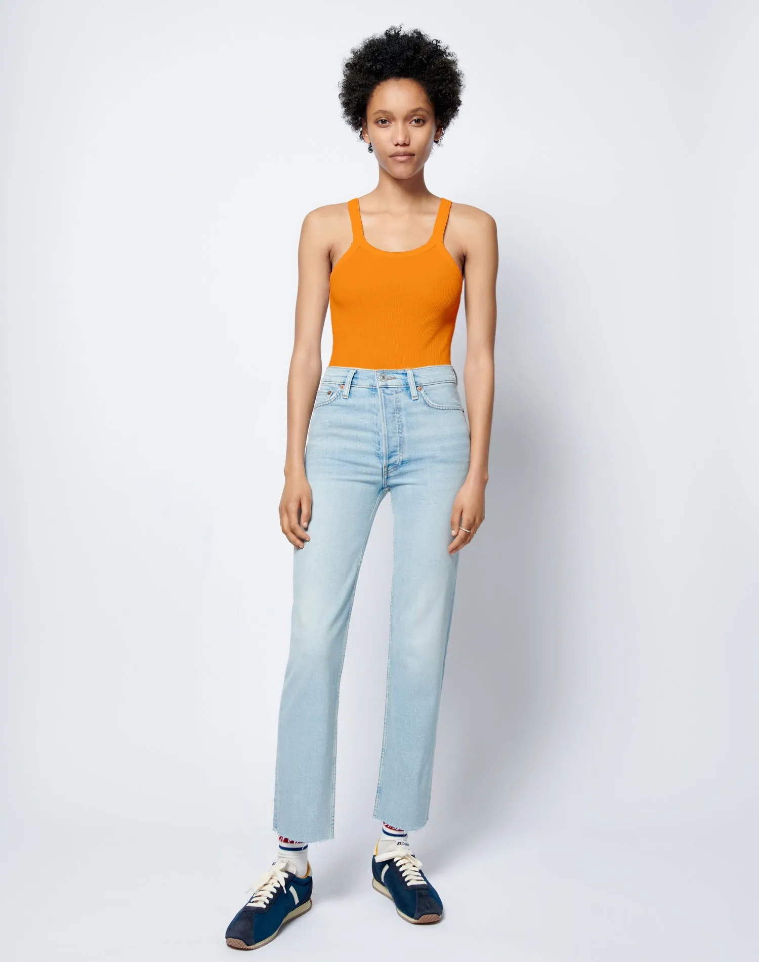 Ribbed Tank Bodysuit - Tangerine sold by Re/Done product image thumbnail 5