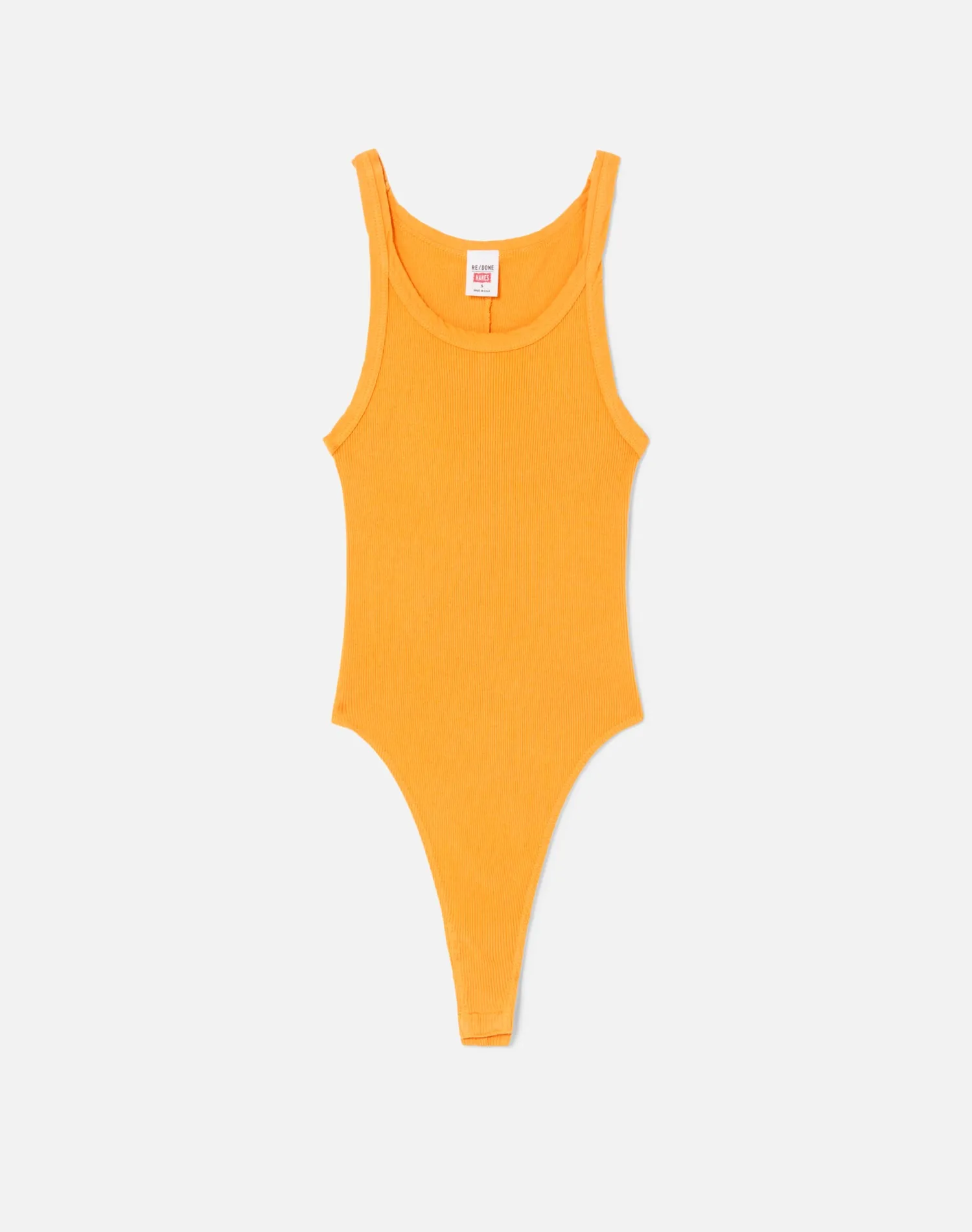 Ribbed Tank Bodysuit - Tangerine sold by Re/Done