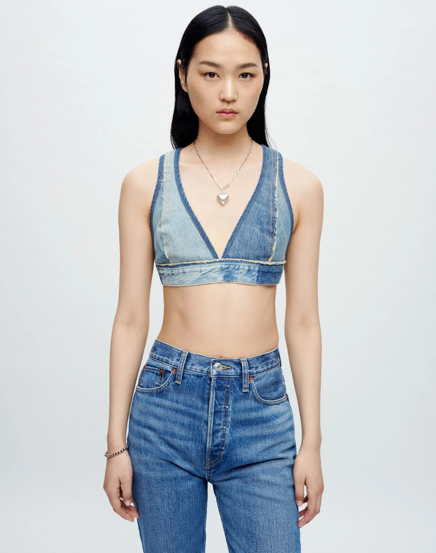 Bra Top in Tinted Indigo Fray sold by Re/Done product image thumbnail 3