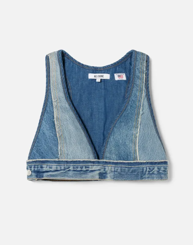 Bra Top in Tinted Indigo Fray sold by Re/Done