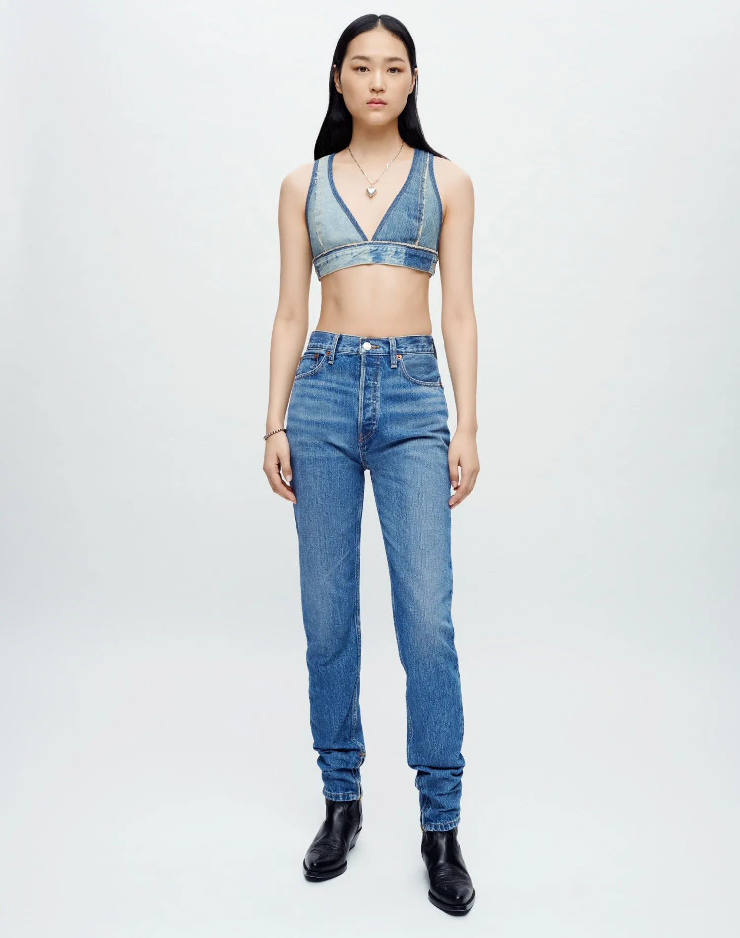 Bra Top in Tinted Indigo Fray sold by Re/Done product image thumbnail 4