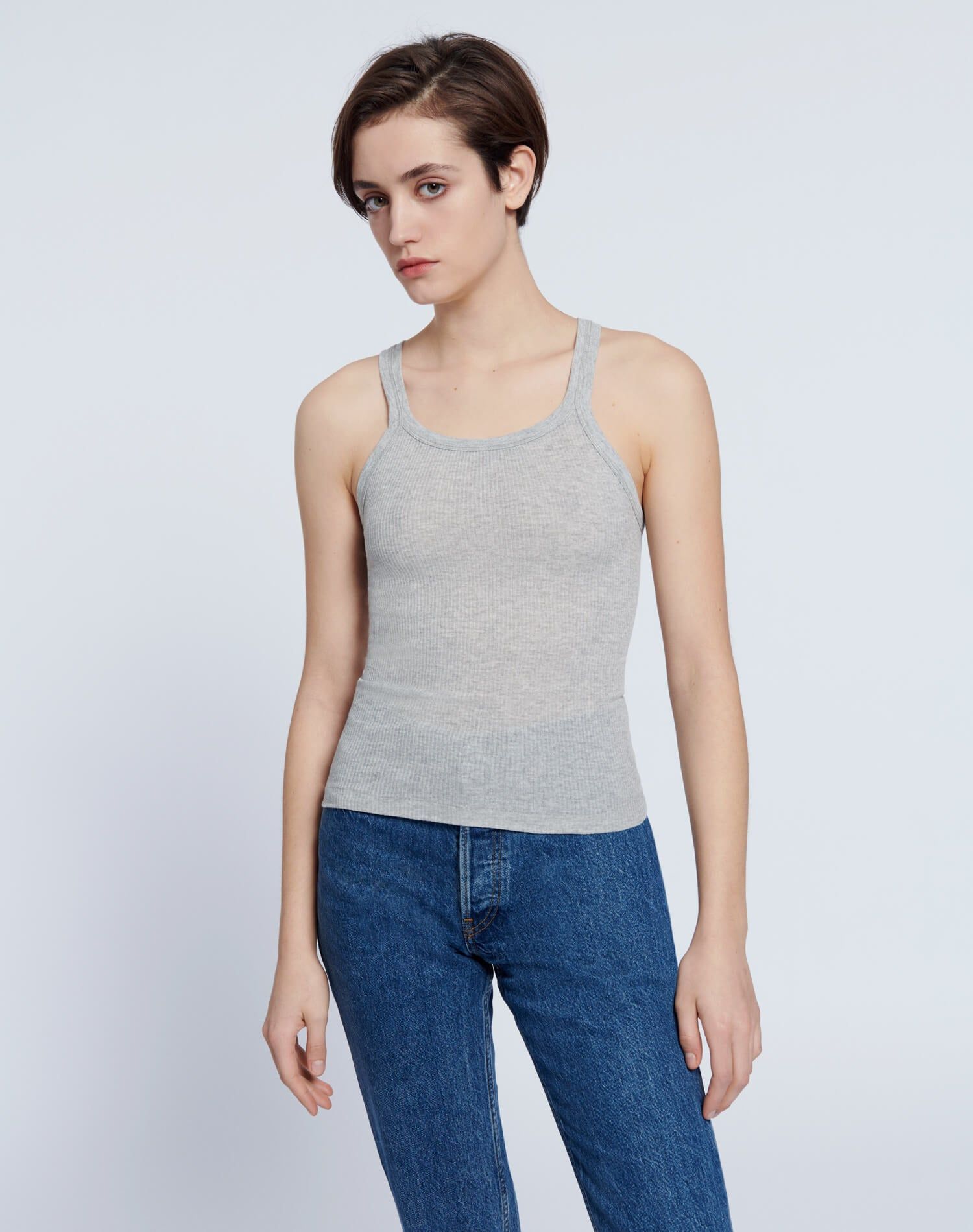 Ribbed Tank - Heather Grey sold by Re/Done product image thumbnail 3
