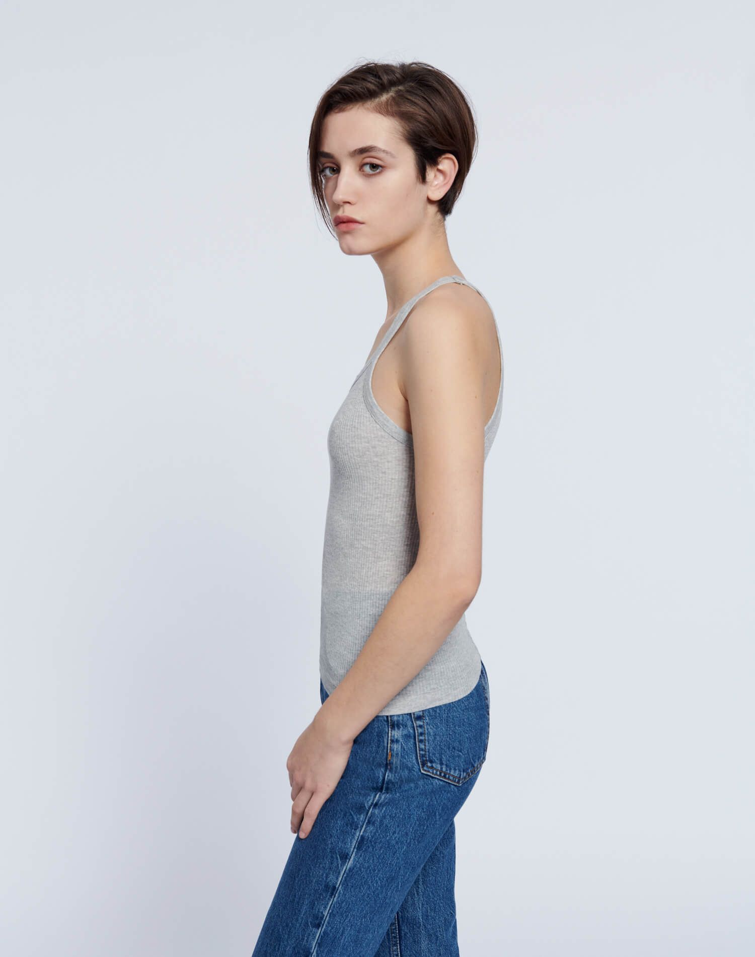 Ribbed Tank - Heather Grey sold by Re/Done product image thumbnail 5