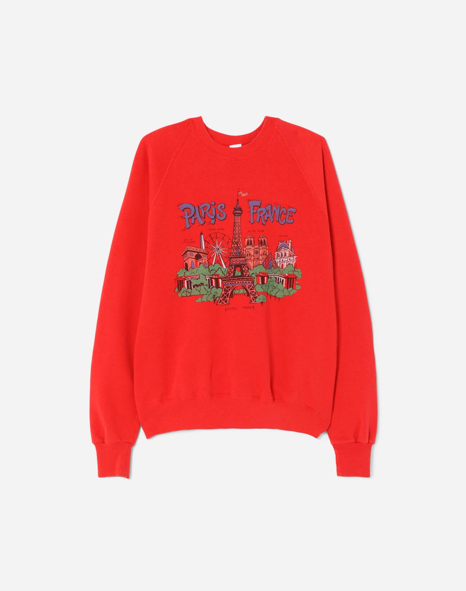 Upcycled "Paris Postcard" Sweatshirt - Red sold by Re/Done