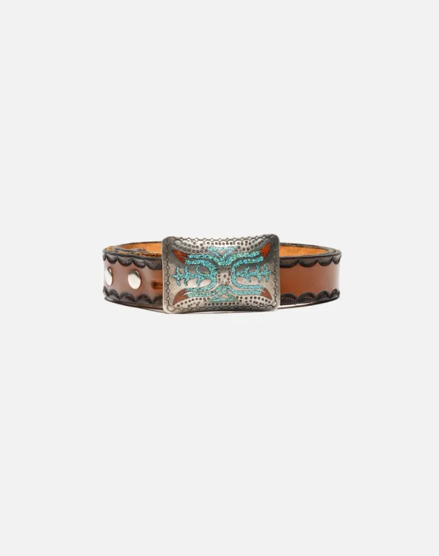 60s Zuni Inlaid Turquoise Coral Belt sold by Re/Done