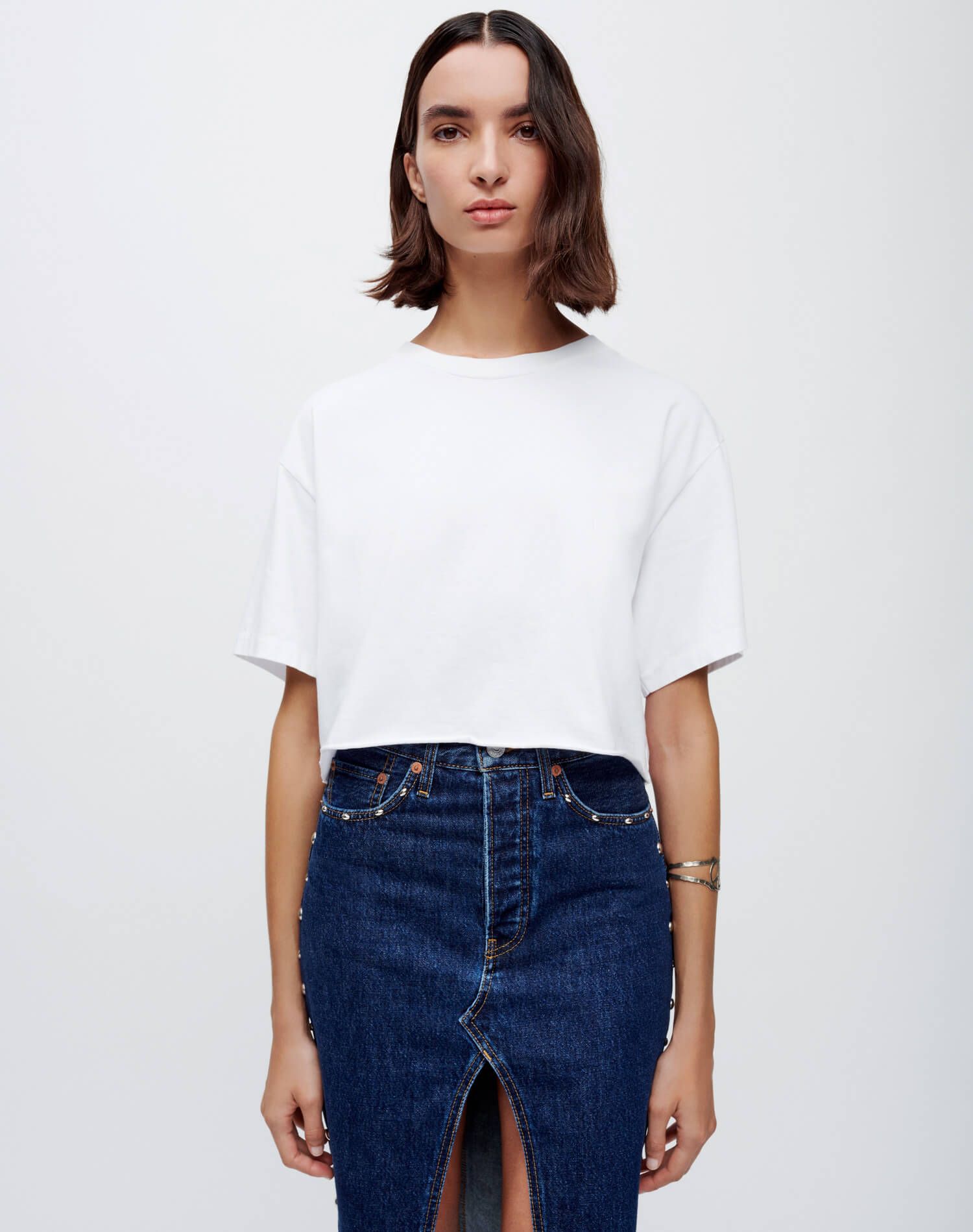 90s Cropped Easy Tee - Optic White sold by Re/Done
