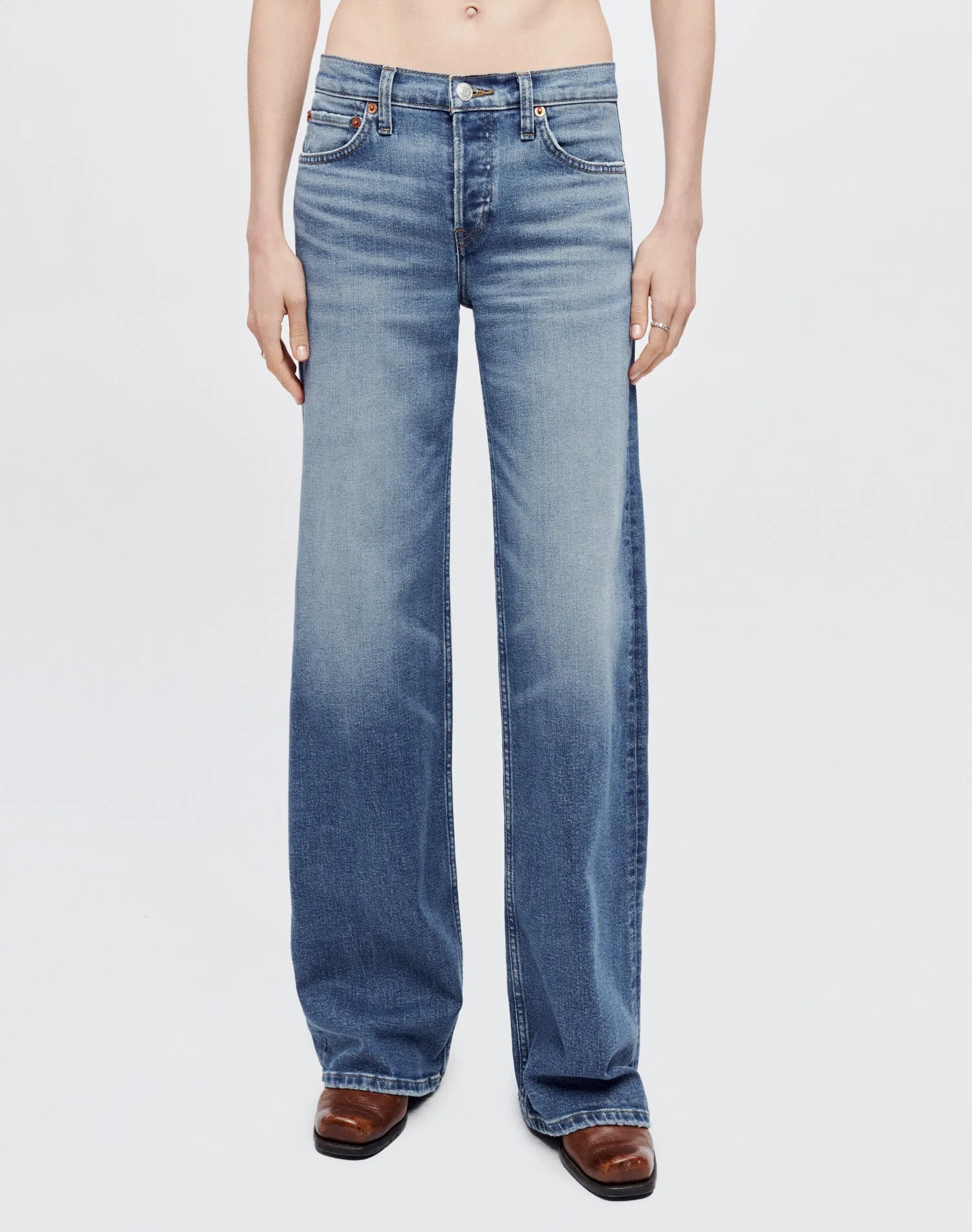 Comfort Stretch Mid Rise Wide Leg - West Coast Fade sold by Re/Done