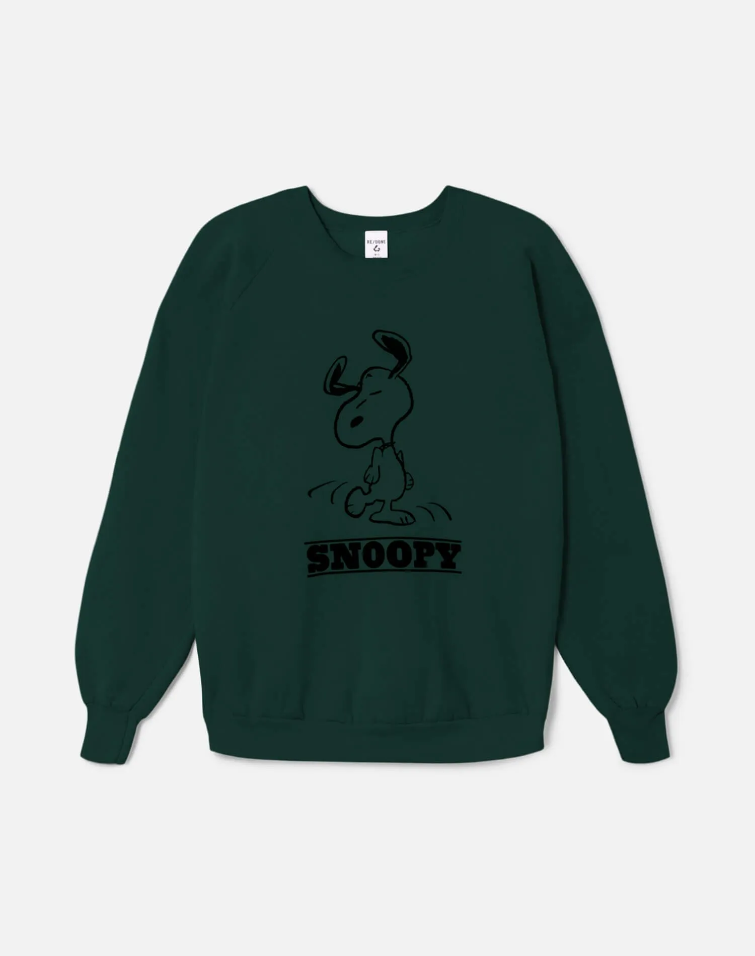 Upcycled "Snoopy Dancing" Sweatshirt in Dark Green - 11229732 sold by Re/Done