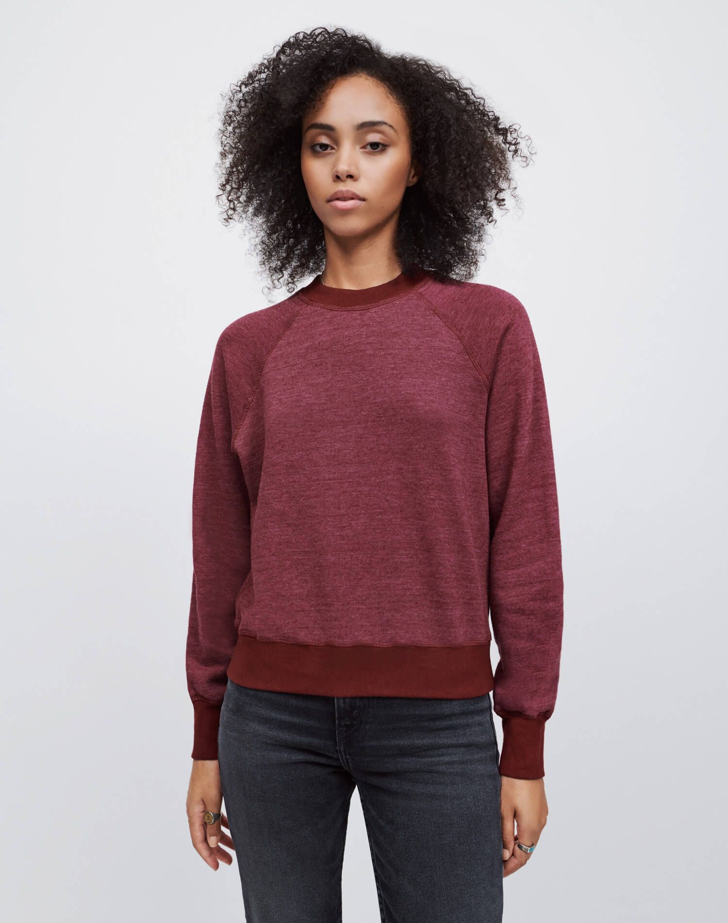 Classic Raglan Crewneck - Heathered Wine sold by Re/Done