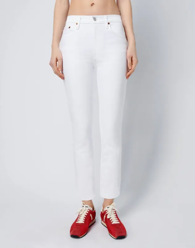Comfort Stretch High Rise Ankle Crop - White sold by Re/Done