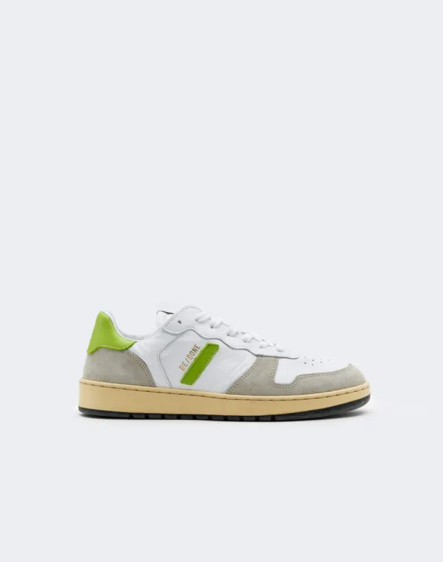 80s Basketball Shoe - White and Lime made by Re/Done