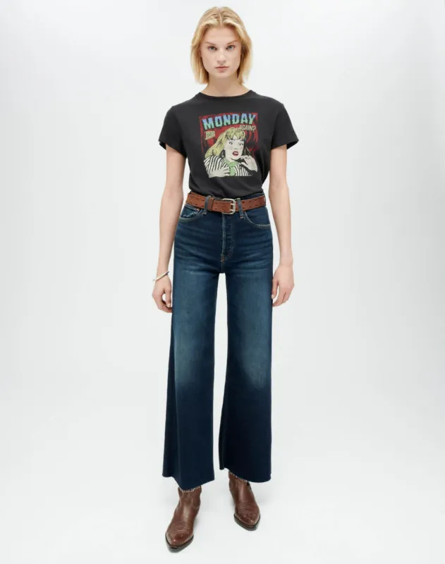 Classic Tee "Monday Again" - Washed Black made by Re/Done