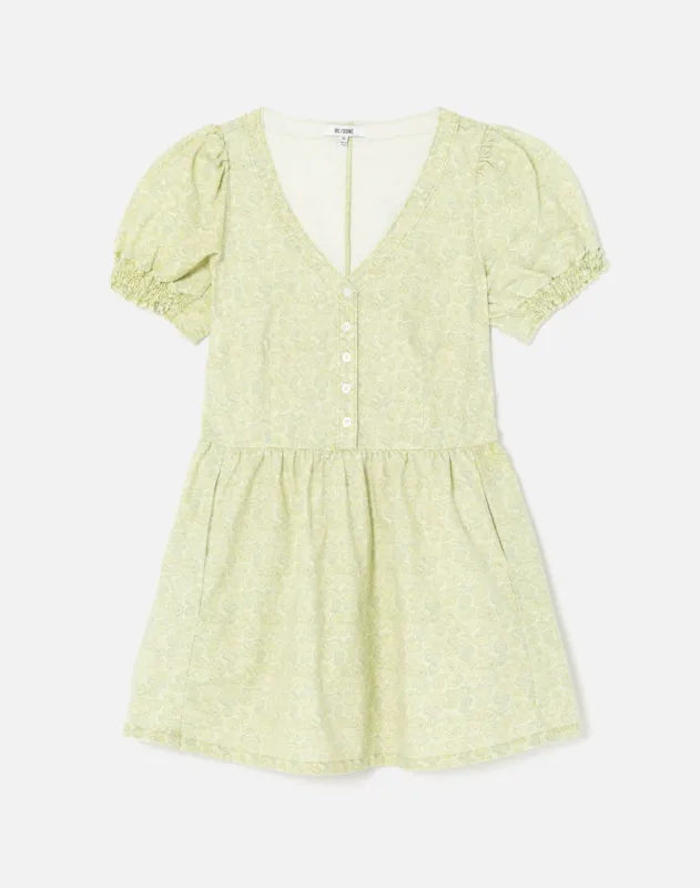 70s V Neck Babydoll Dress - Citrus Paisley made by Re/Done