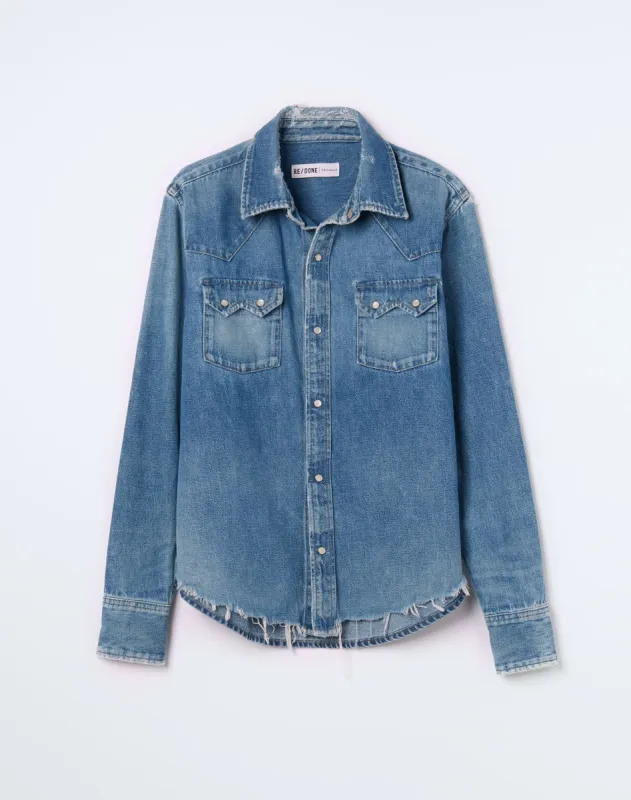 50s Western Shirt - Vintage Medium Indigo made by Re/Done