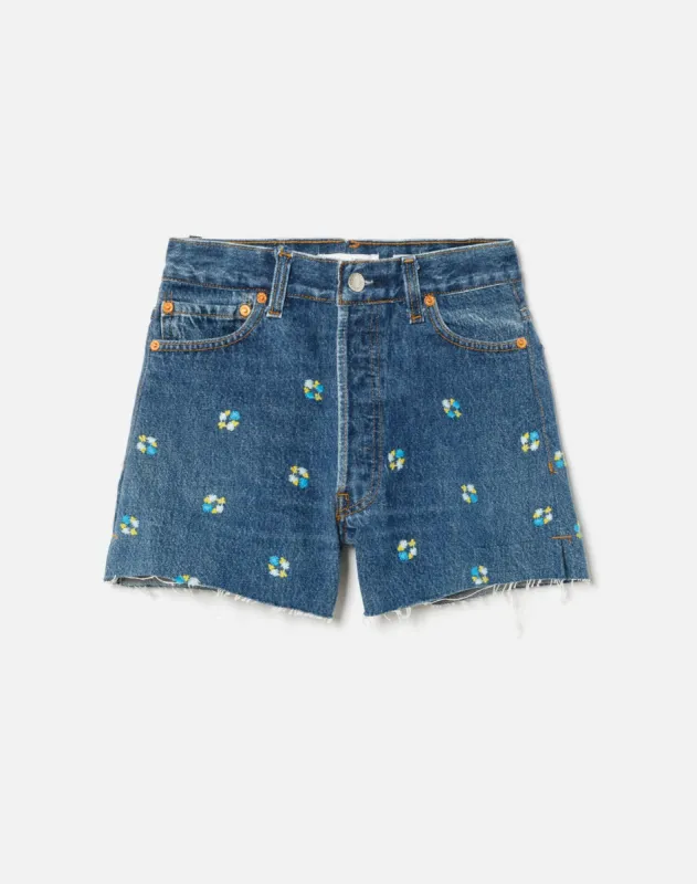 Levi's High Rise Short - Floral Indigo sold by Re/Done