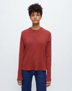 Henley Thermal Long Sleeve - Brick sold by Re/Done