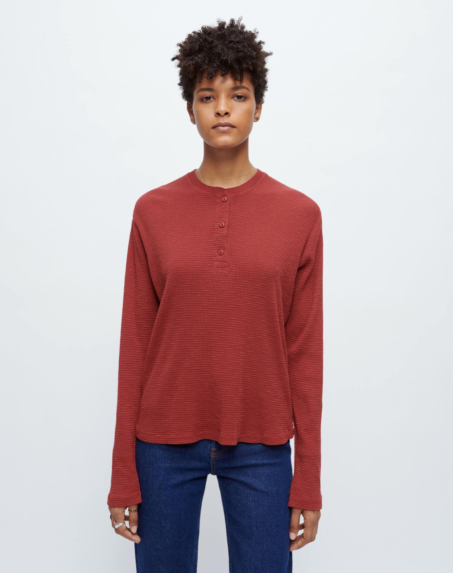 Henley Thermal Long Sleeve - Brick sold by Re/Done product image thumbnail 4