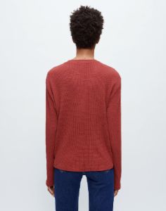 Henley Thermal Long Sleeve - Brick sold by Re/Done