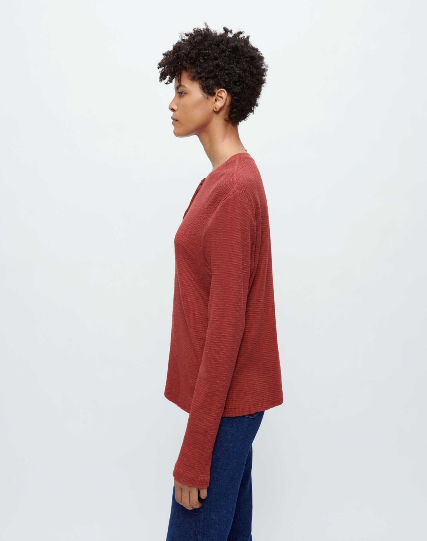 Henley Thermal Long Sleeve - Brick sold by Re/Done product image thumbnail 5