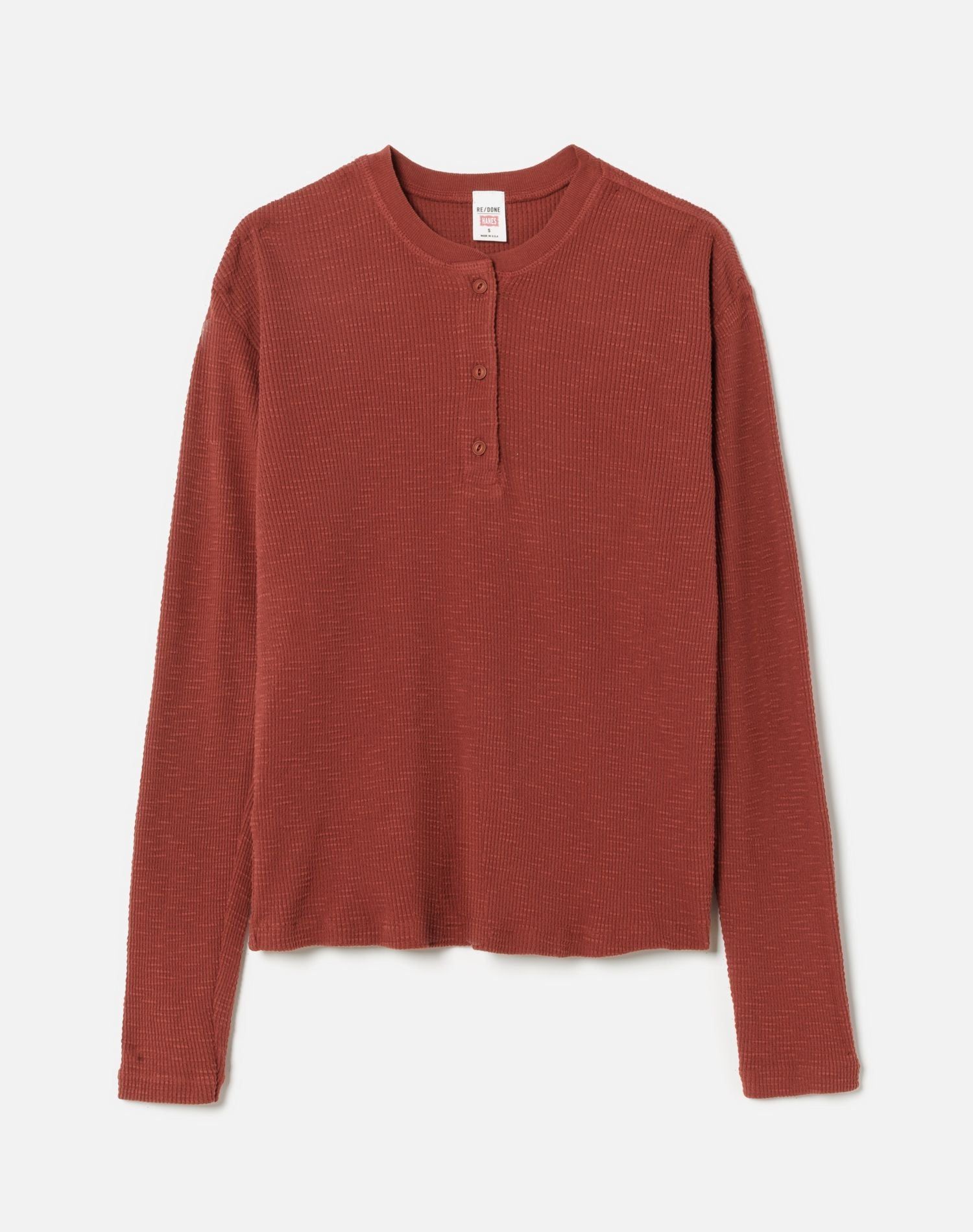 Henley Thermal Long Sleeve - Brick sold by Re/Done