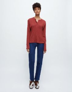 Henley Thermal Long Sleeve - Brick sold by Re/Done