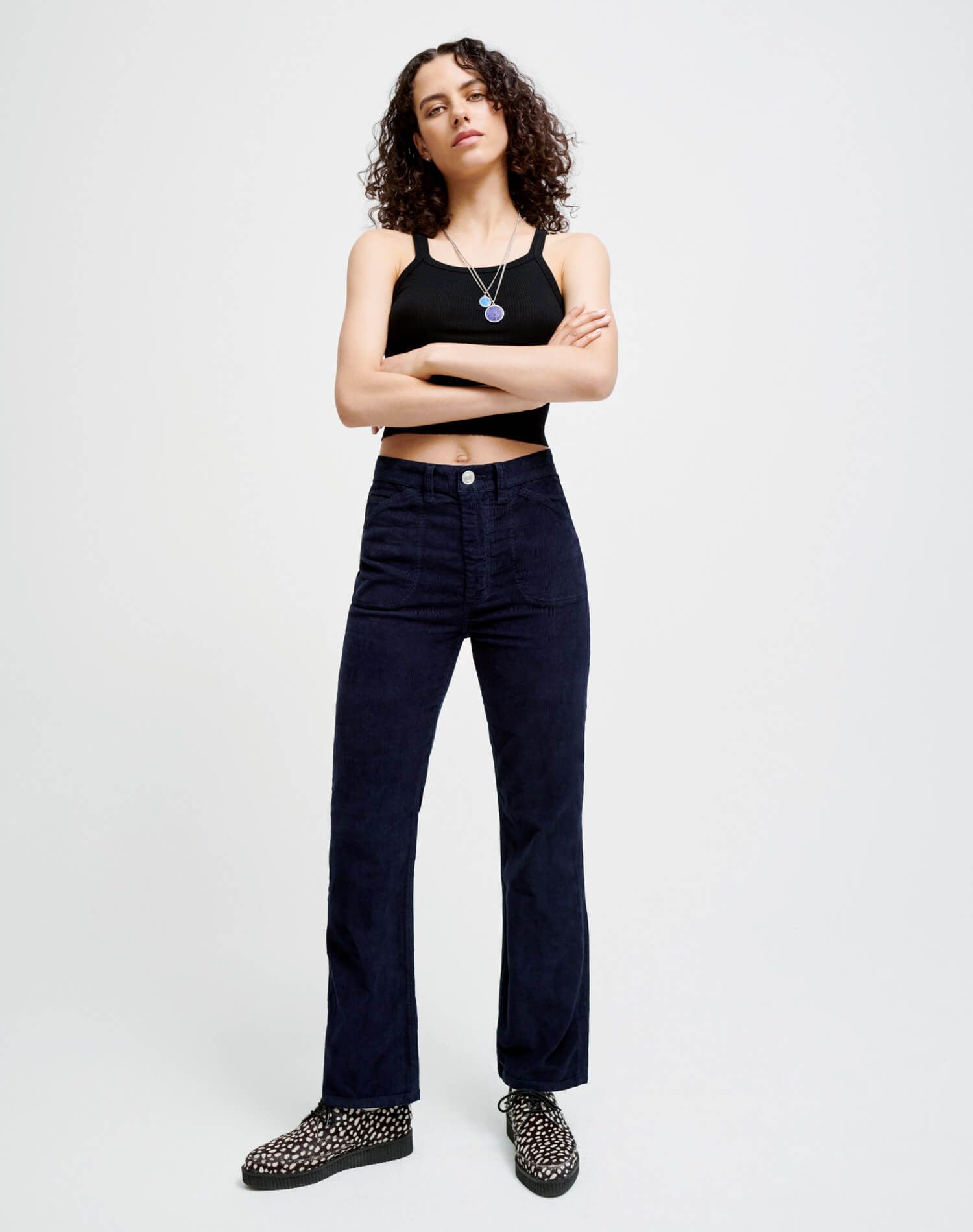 70s Corduroy Pocket Loose Flare - Navy sold by Re/Done product image thumbnail 4