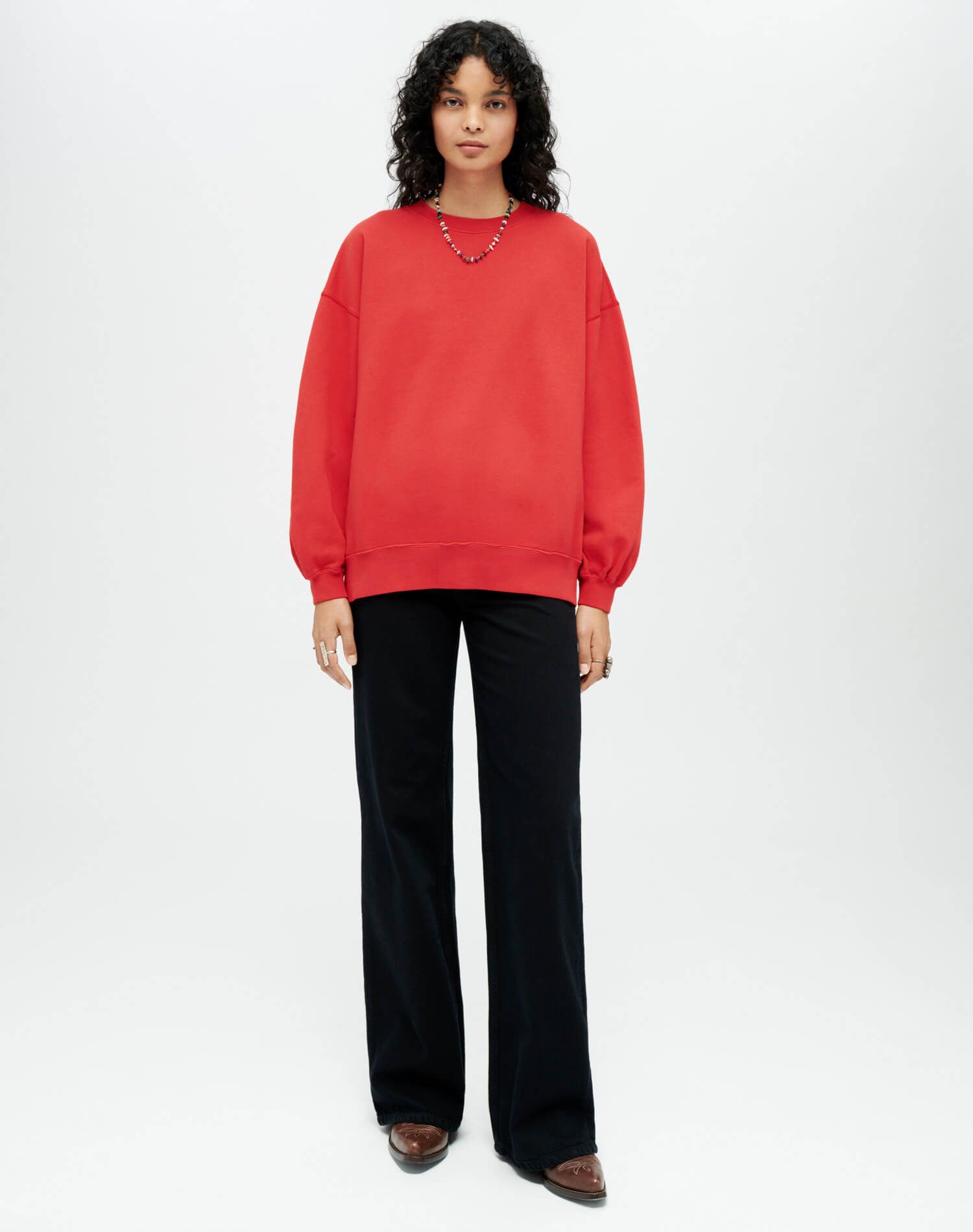 Hanes Oversized Crewneck Sweatshirt - Cherry sold by Re/Done product image thumbnail 2