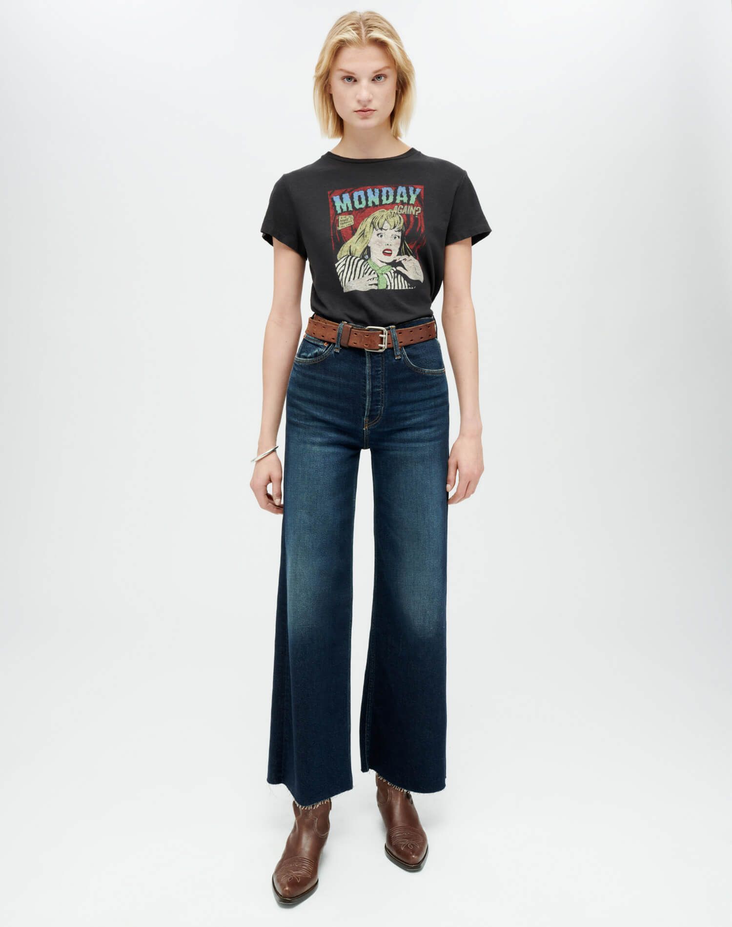 Classic Tee "Monday Again" - Washed Black sold by Re/Done