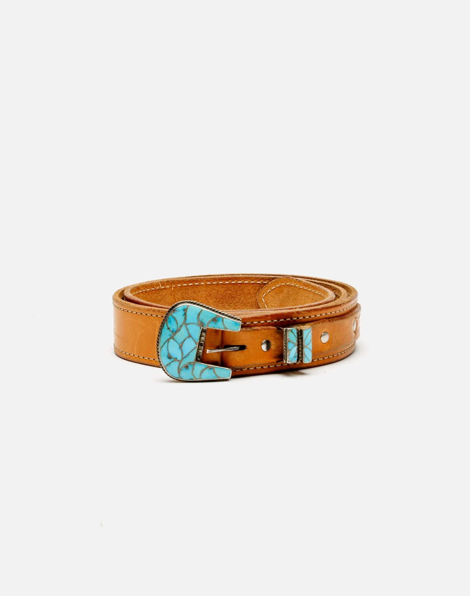 50s Zuni Turquoise Ranger Buckle Set And Belt -#405 sold by Re/Done