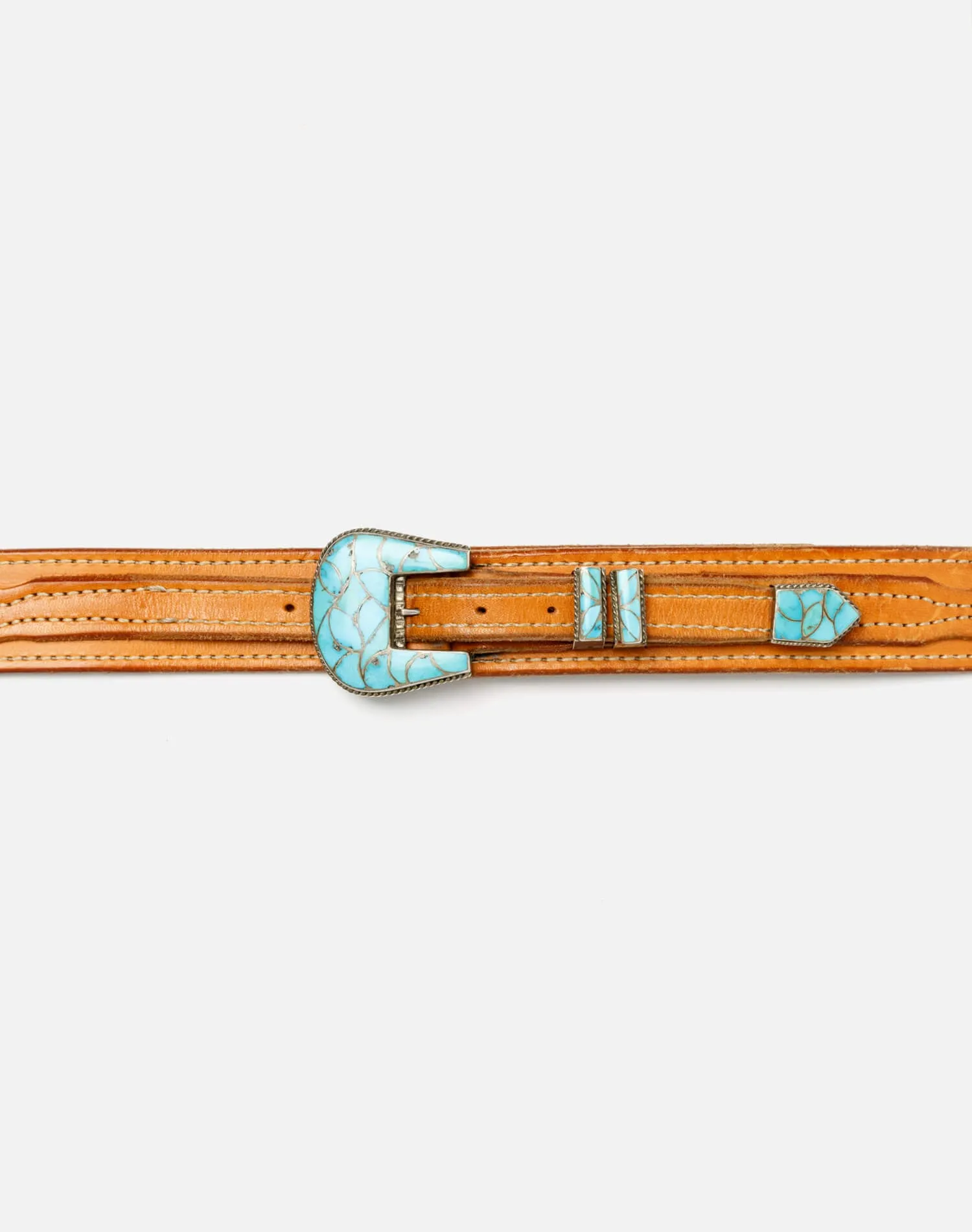 50s Zuni Turquoise Ranger Buckle Set And Belt -#405 sold by Re/Done product image thumbnail 4