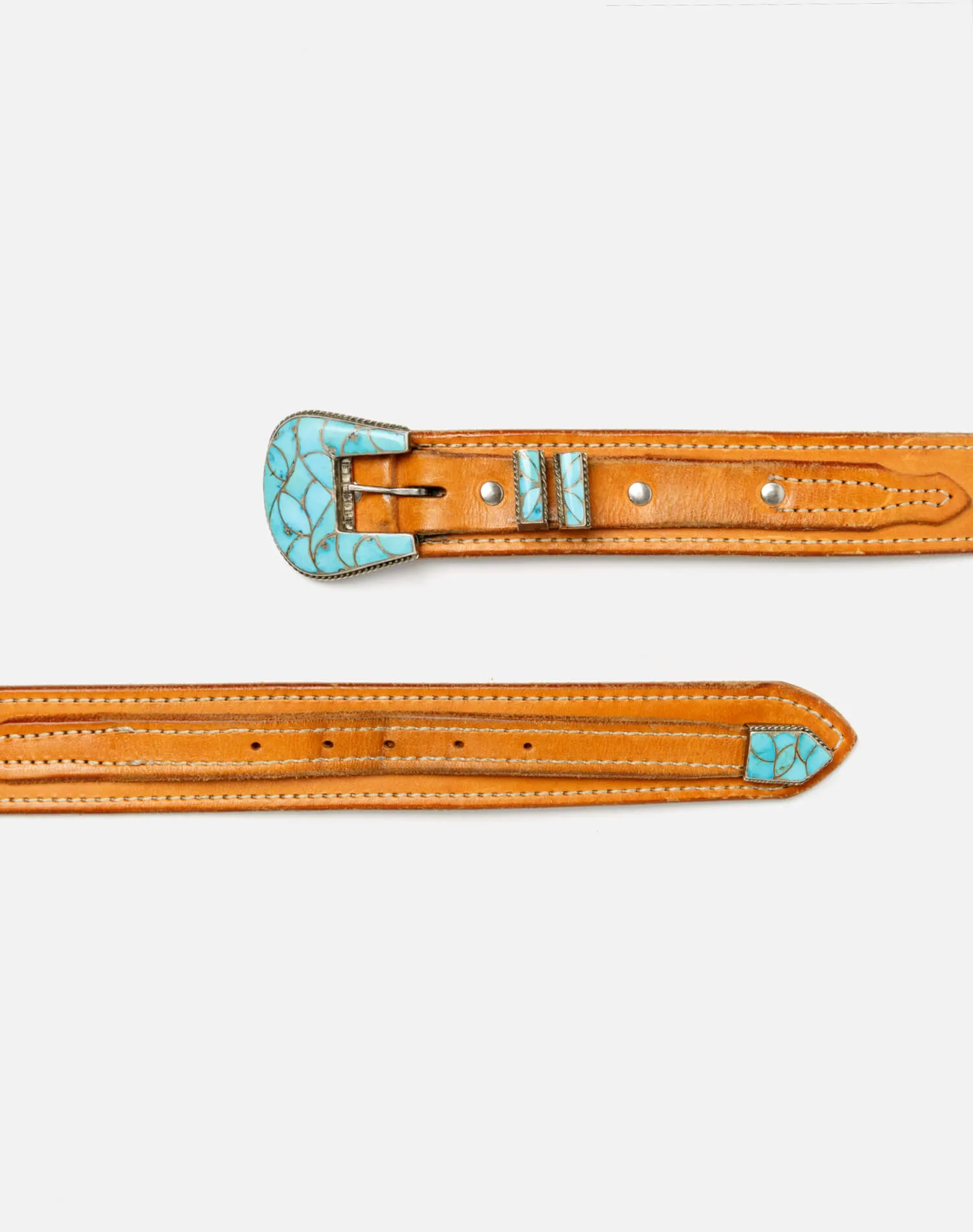 50s Zuni Turquoise Ranger Buckle Set And Belt -#405 sold by Re/Done product image thumbnail 2