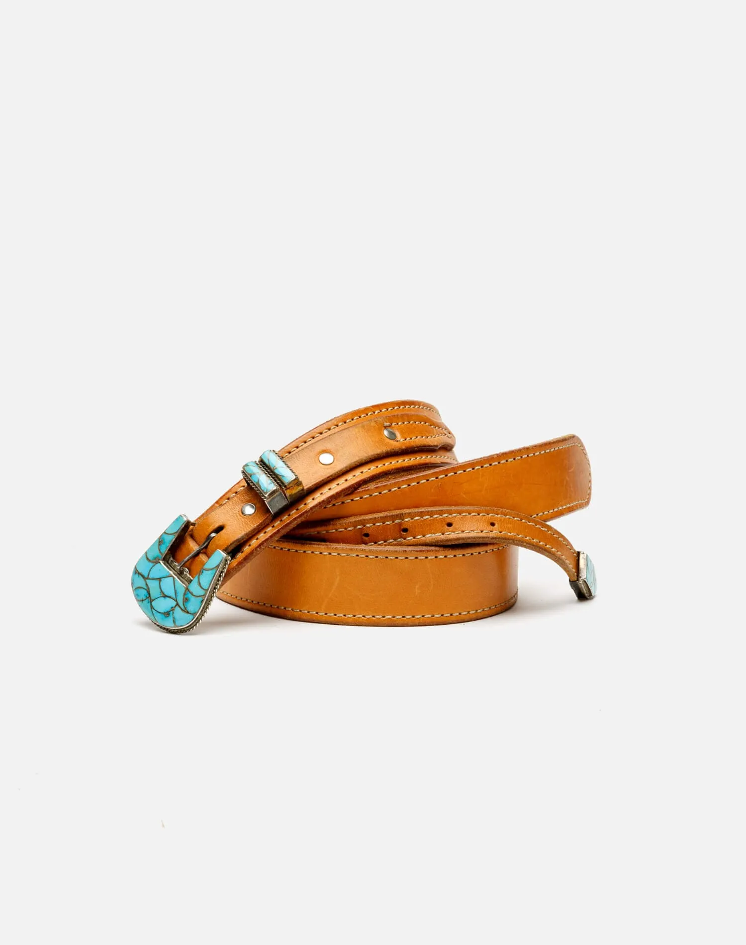 50s Zuni Turquoise Ranger Buckle Set And Belt -#405 sold by Re/Done product image thumbnail 3